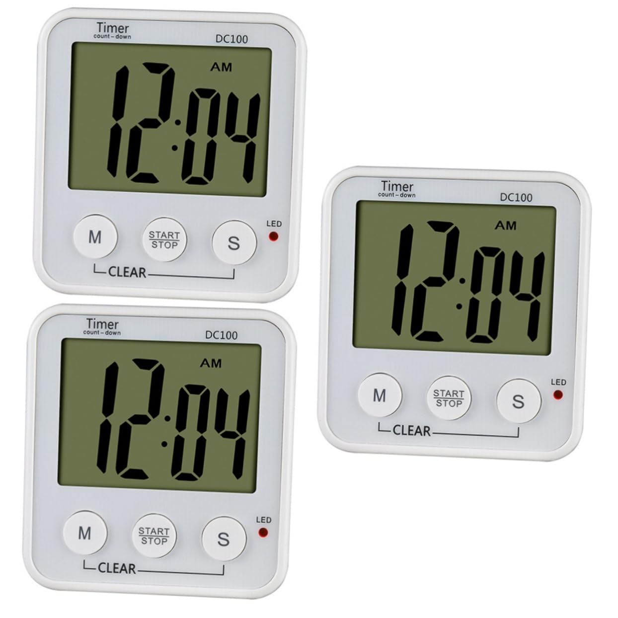 Alipis 3pièces Minuteur De Cuisine Digital LCD avec Alarme Et Écran Large Minuteur Aimanté sans Pile pour Exercices Et Activités Scolaires