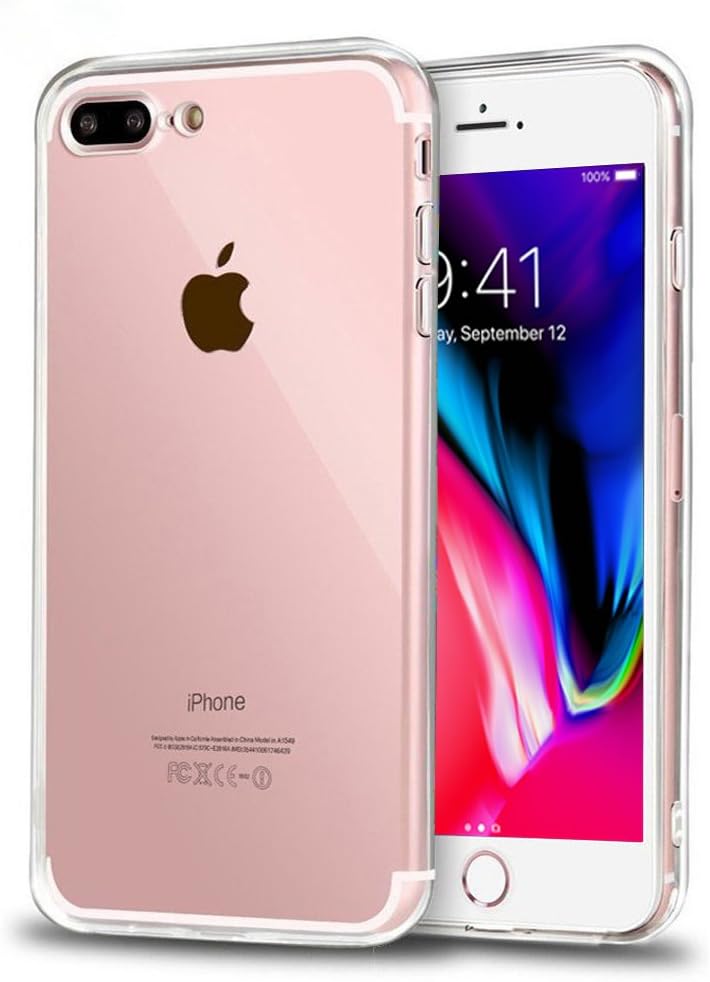 TekSonic iPhone 8 Plus iPhone 7 Plus Case 5.5" [Crystal Clear] [Shock Absorption] Cover TPU Rubber Gel [Anti Scratch] Transparent Clear Back Case, Soft Silicone, for iPhone 8 Plus and 7 Plus