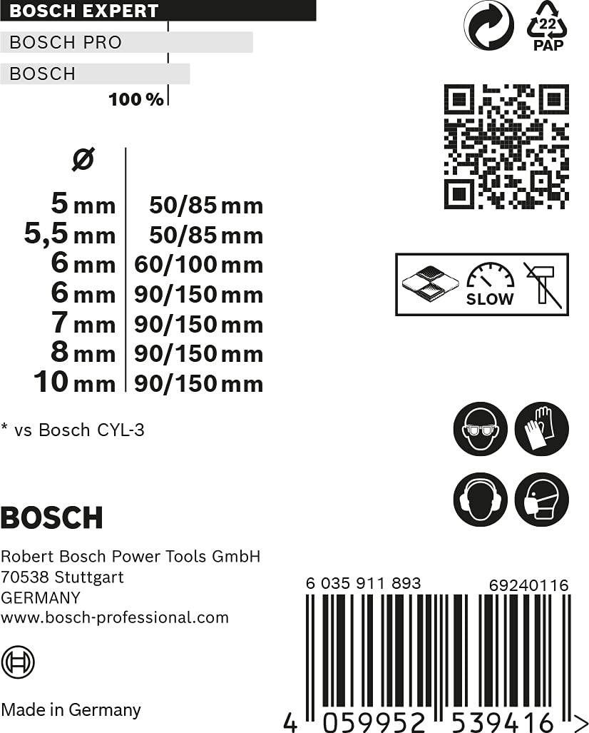 Bosch Professional 7 pc. Expert CYL-9 MultiConstruction Drill Bit Set (for Concrete, Ø 5-10 mm, Accessories Rotary Impact Drill)