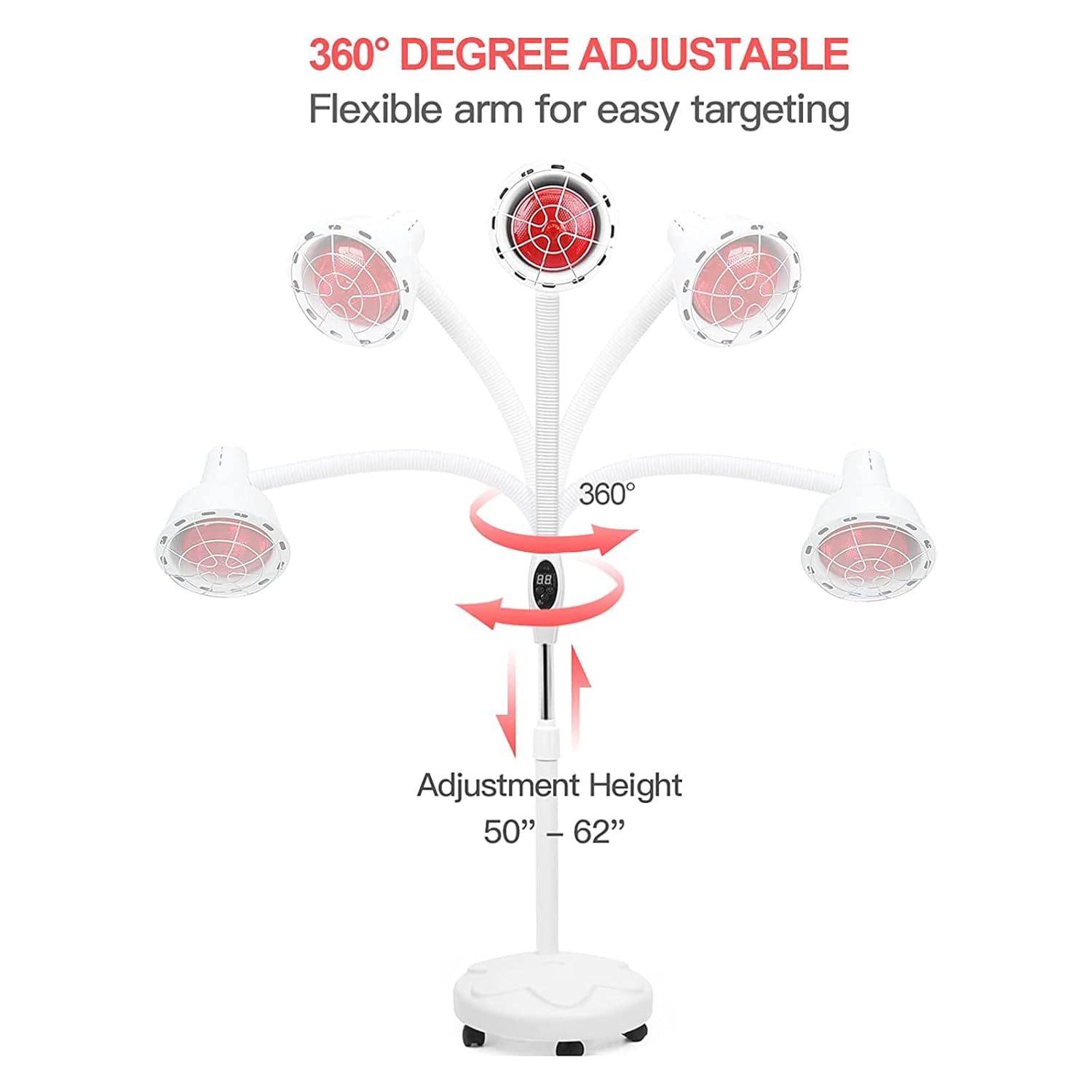 275W Infrared Light Therapy Lamp for Body Face Pain - Near Infrared Heat Lamp With Flexible Arm and Remote Control - Home Salon Use 275W Infrared Light Therapy Lamp for Body Face Pain - Near Infrared Heat Lamp With Flexible Arm and Remote Control - Home Salon Use