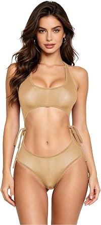 Womens Bodysuit Slutty Lingerie Cut Out Front Bodycon Teddy Nightwear with Pearls Massage