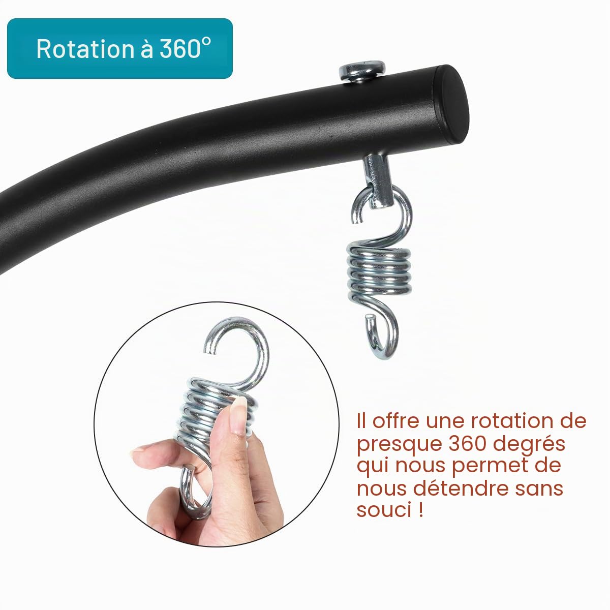 Support de Fauteuil Suspendu, Support Chaise Suspendue, Charge Maximale 150kg, Convient pour Intérieur, Extérieur, Noir