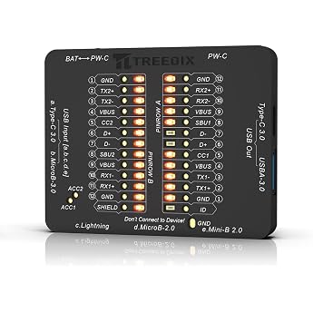 Treedix USB Cable Tester for USB-C, USB-A, Micro-B, Mini-B | Portable, dustproof, 24 LED indicators, multi-interface USB cabl