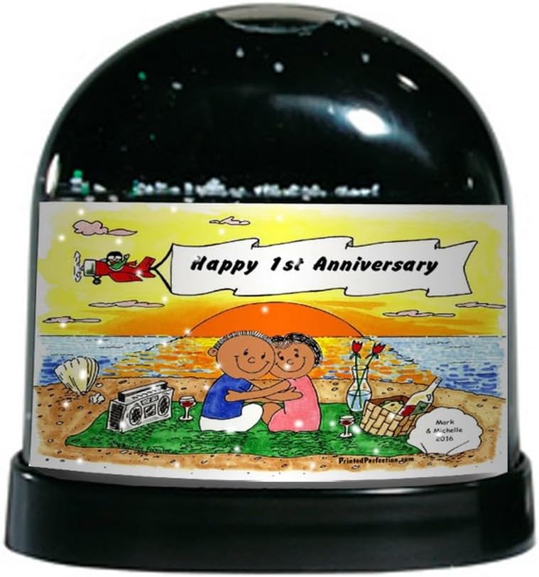 PrintedPerfection.com Personalized Lovers on The Beach Snow Globe Gift