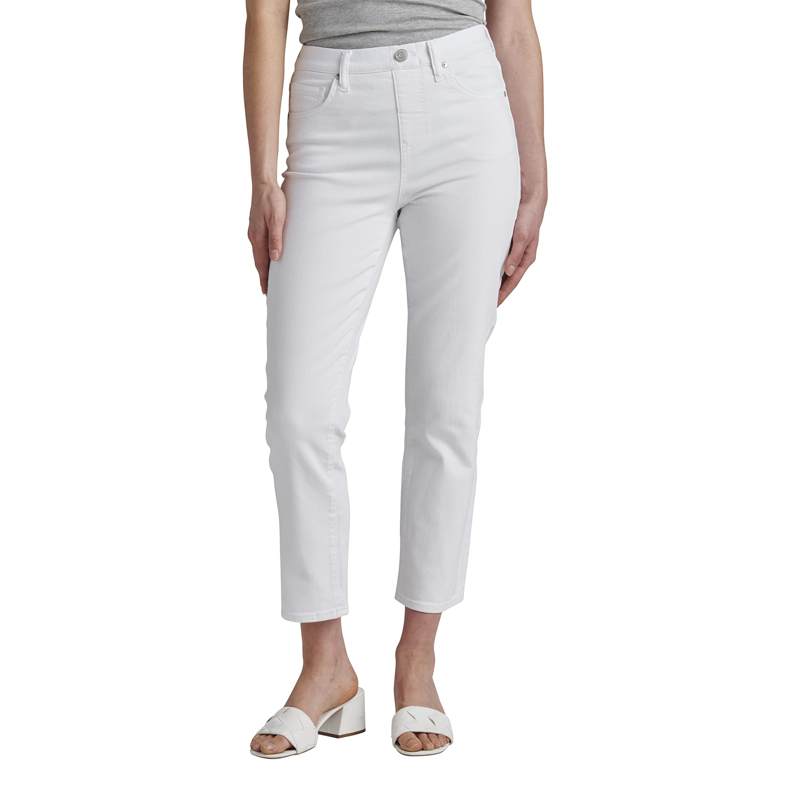 Jag Jeans Women's Valentina Pull-on Straight Crop Jean, White, 0
