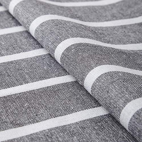 Image of Encasa XO Cotton Rectangular Table Cloth for 4 to 6 Seater | (140x180 cm) | Roma Grey Stripes | Dining Tablecloth for Decoration