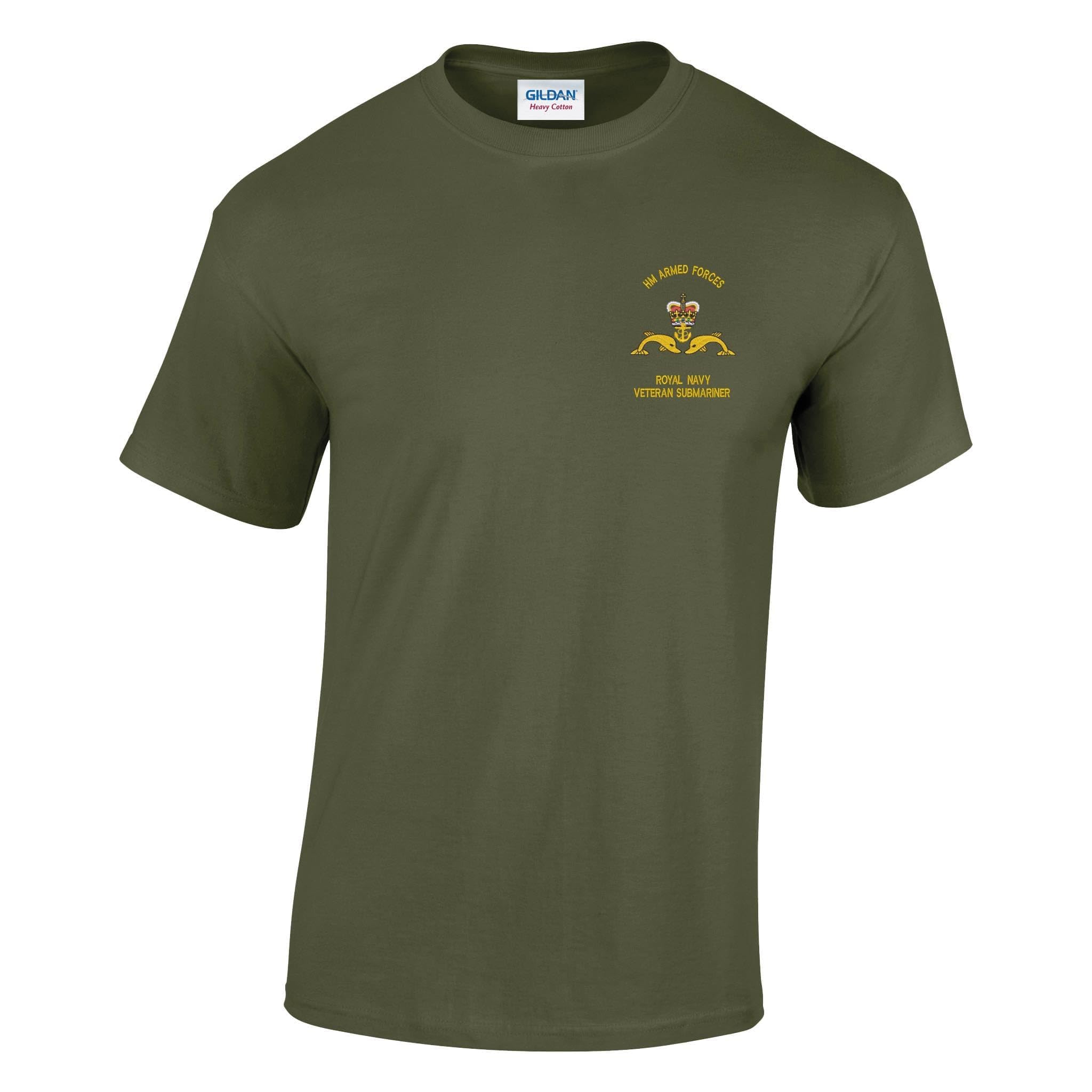 The Military Store Men's Military Green Navy Submariner Veteran Embroidered T-Shirt, 4X Large