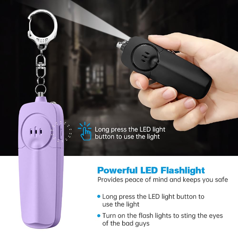 Safesound persönlicher Alarm-Sirenlied, 130 dB, Selbstverteidigungsalarm, Schlüsselanhänger, Notfall-LED-Taschenlampe mit wiederaufladbarem USB – Sicherheits-Personenschutzgeräte für Frauen, Mädchen,