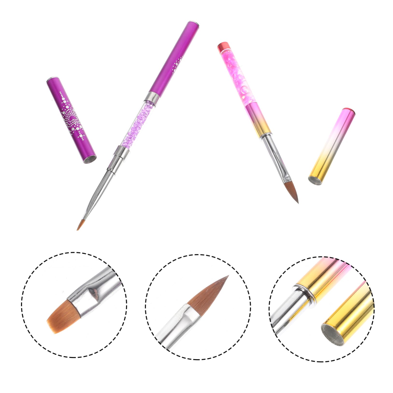 FOMIYES 4 Set Di Unghie Set Di Manicure Pennelli Per Unghie E Penne Da Disegno Strumenti Per Unghie Con Strass Per Uso Domestico 2 Pezzi*4