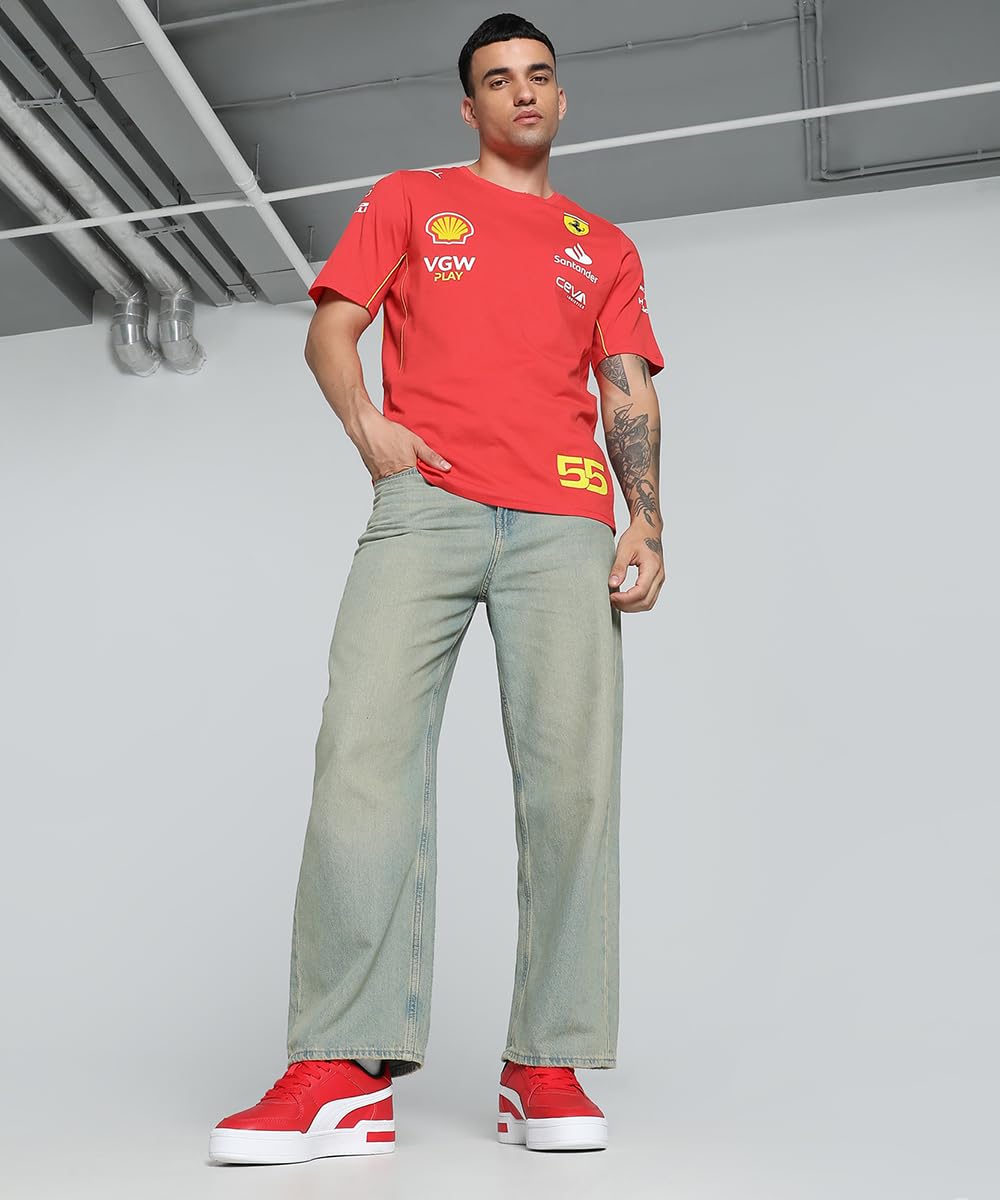 PUMA Scuderia Ferrari F1 Herren 2024 Carlos Sainz Tshirt Brennt Rot - Größe: X-Groß