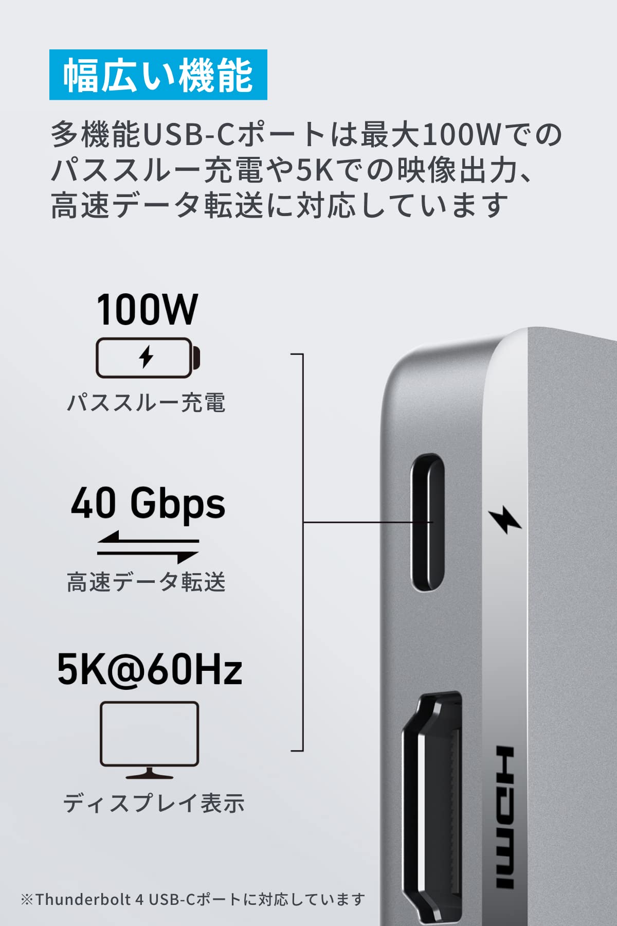 Amazon | Anker 547 USB-C ハブ (7-in-2, for MacBook) Thunderbolt 4 
