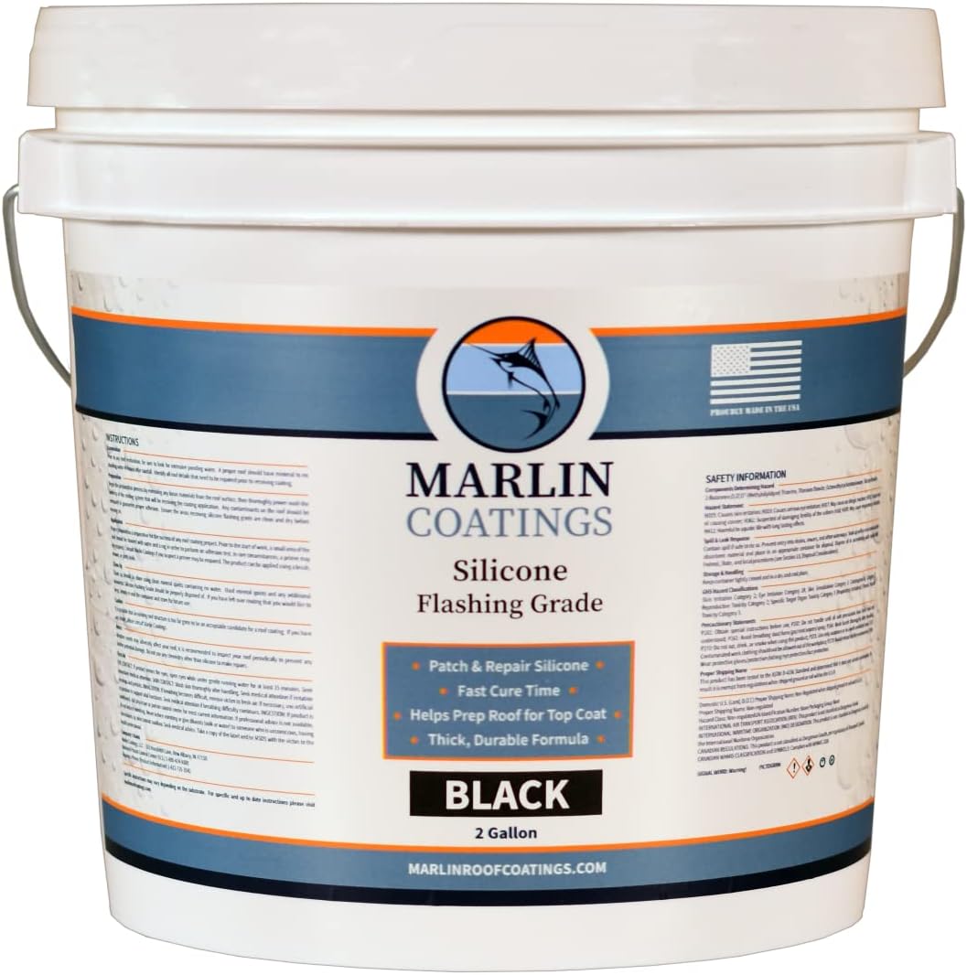 - 100% Silicone Roof Patch – Prevent and Repair Leaks – Complete Waterproofing – Easy Trowel or Brush Application…(1/2 Gallon, Black)