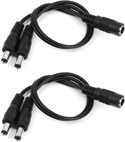 Amazon Co Jp ノーブランド品 Dc電源 2分岐ケーブル 外径5 5mm 内径2 1mm 防犯カメラ ブラック 1メス2オス 家電 カメラ