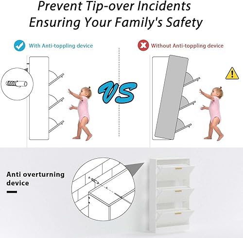 Vista 56 de Armario de zapatos para entrada delgado y estrecho con 3 cajones abatibles, almacenamiento oculto de madera para zapatos, armario organizador de 1
