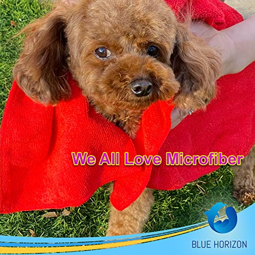 Blue Horizon Microfiber Cleaning Towels, Pack Of 24, Ultra Soft Plush Washcloth, All Purpose Premium Microfiber Detailing Cleaning Cloths Reusable Shop Towels (16" X 16", Red) #TOP6