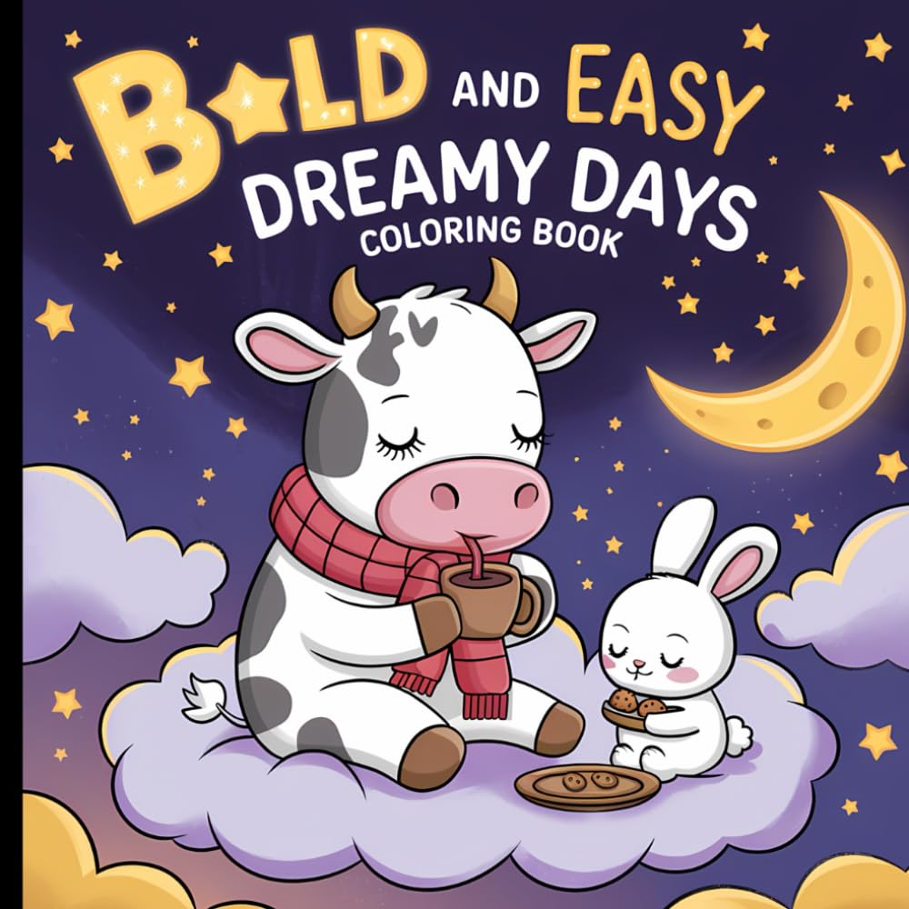 Bold and Easy Dreamy Days Coloring Book: Simple and Relaxing Designs for a Calmy Escape.