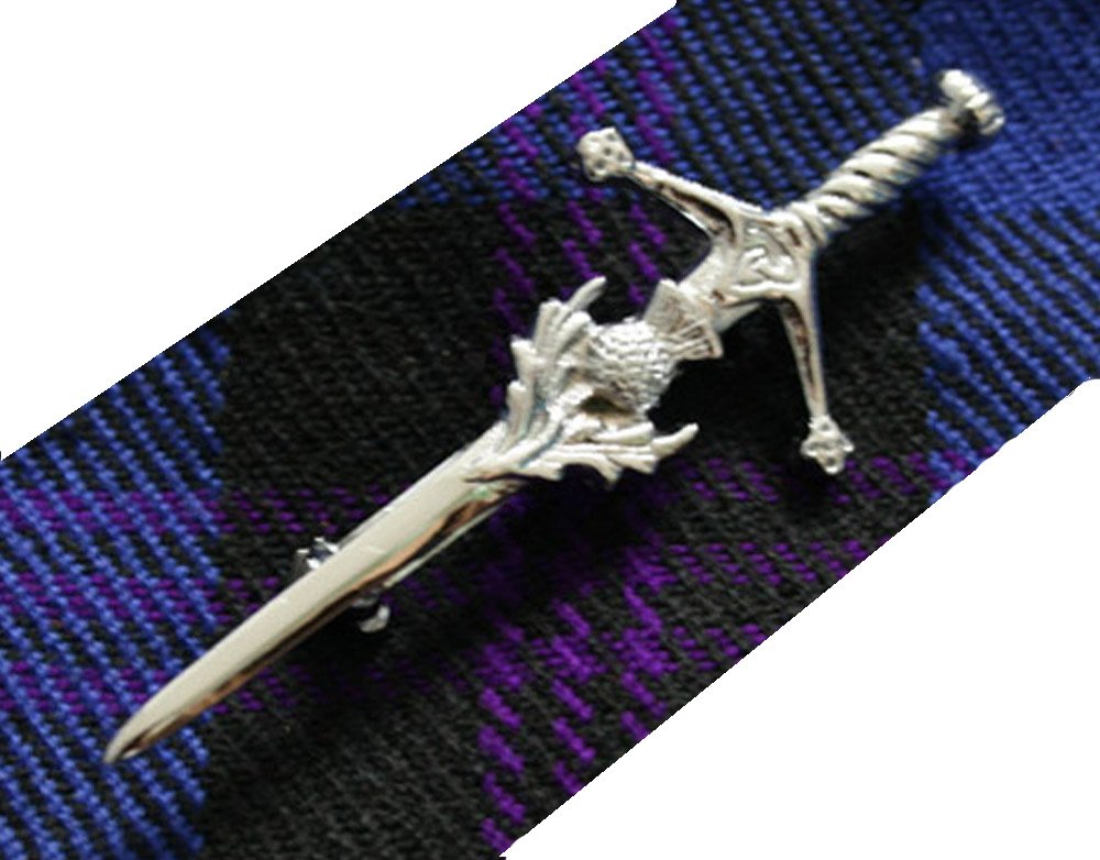 Maze Men's Silver - Thistle Design Scottish Highland Kilt Pin Chrome Finish Thistle Design For Outfit