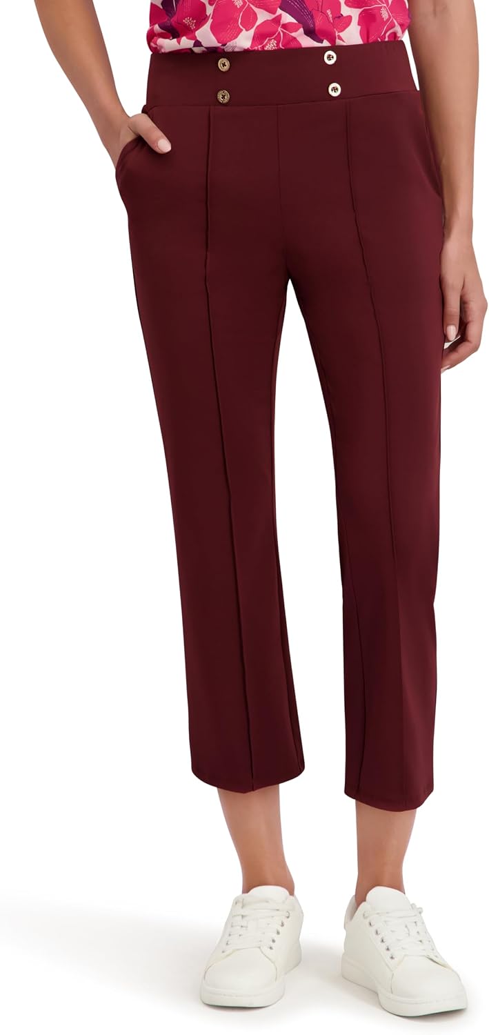 Stella Parker Women's Pull-on Crop Capri Pant – UPF 50+, Stretch Fabric, Side Pockets, 26” Inseam
