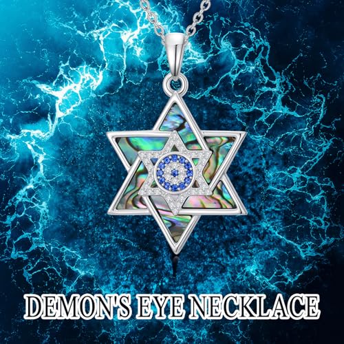 Abalone Star of David Necklace for Women 925 Sterling Silver Magen David Necklace Chai/Cross/Evil Eye Pendant Star of David Jewelry Christmas Gifts2