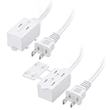 [ETL Listed] Cable Matters 2-Pack 16 AWG 2 Prong Extension Cord 6 ft, 13A 3-Outlet Extension Cords with Tamper Guard, 13 Amp, 1625 Watts, White