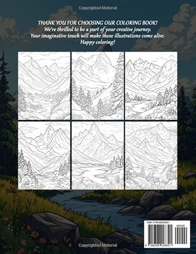 Mountains Forest Coloring Book Adult: Mountains Forest Mountain Coloring Pages For Adults For Fun An