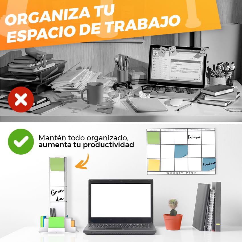 Planificador Semanal con TORRE y PIZARRA - Organizador Semanal, Calendario de Estudio - Ahorra Espacio
