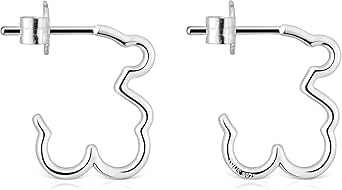 TOUS Pendientes de Plata de Primera Ley para Mujer con Motivo de Oso de 16 mm, Colección Silueta