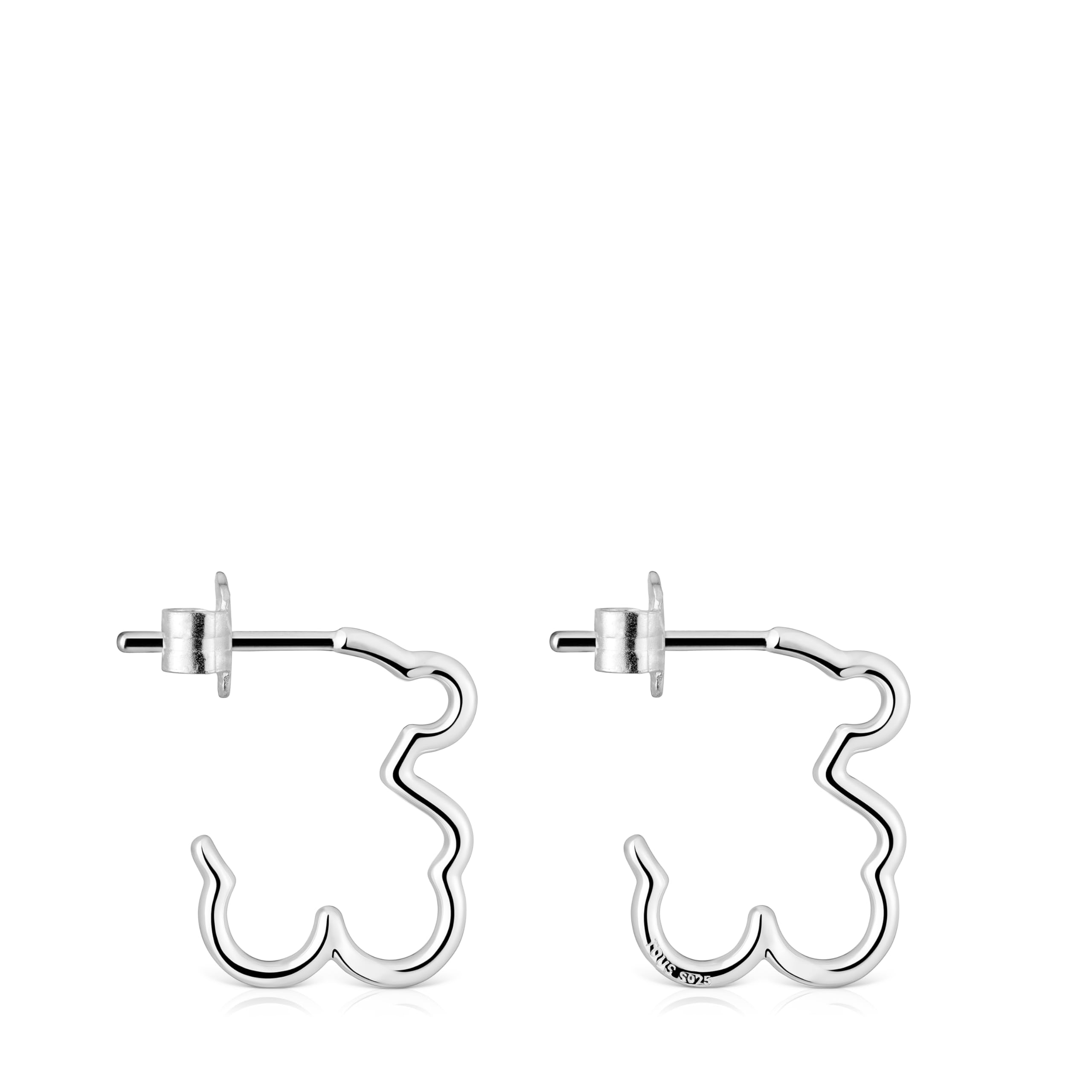 TOUS Pendientes de Plata de Primera Ley para Mujer con Motivo de Oso de 16 mm, Colección Silueta