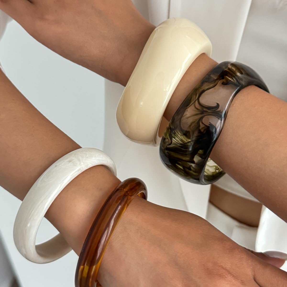 Chunky Acrylic Gold Bangles Bracelets for Women Vintage Resin Irregular Colorful Wide Bangle Fashion Statement Jewelry Gifts Accessories - Image 3