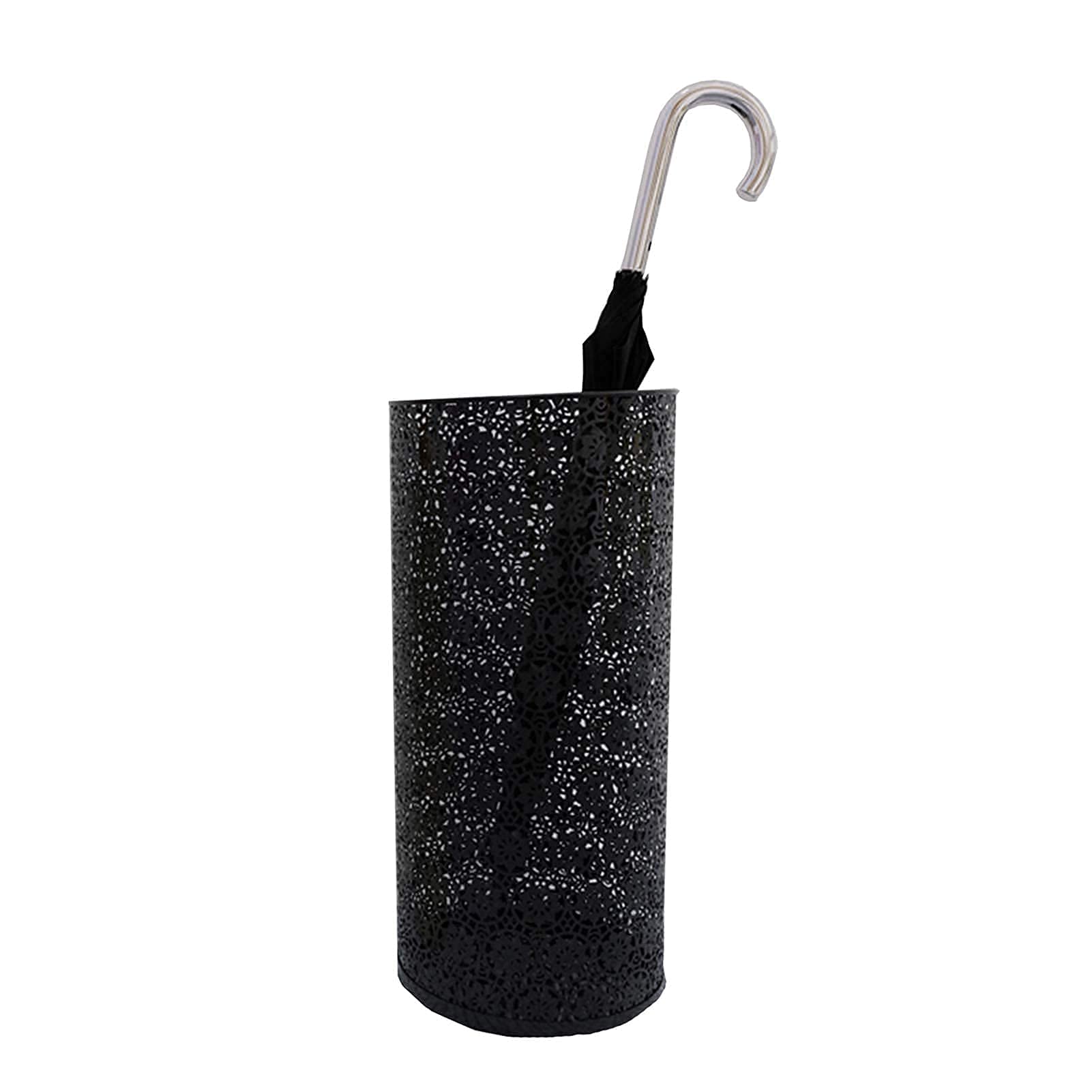 GHHVFEC Large-Capacity Wrought Iron Umbrella Stand with Quick-Drain Hollow Design for Home Hotel Entryway