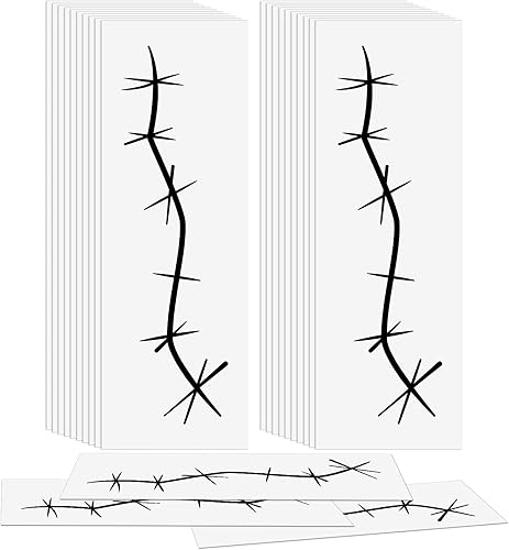 98 hojas de calcomanías de tatuaje de puntadas de Halloween, cicatrices falsas, tatuajes temporales, accesorios de cosplay de terror para adultos,