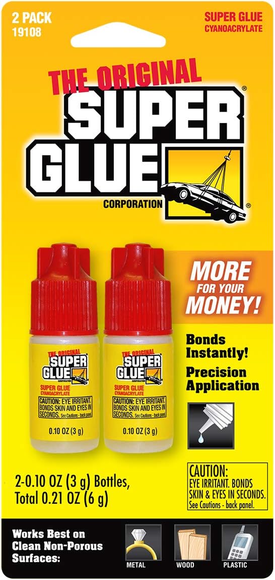Super Glue Liquid Clear Two 3 Gram Bottles (Pack of