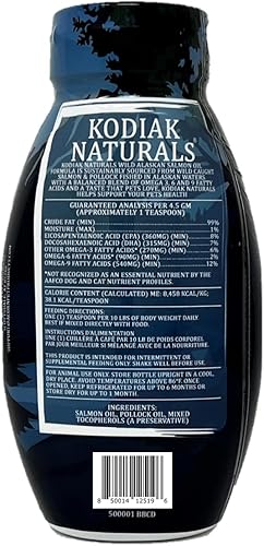 Fórmula de aceite de salmón salvaje de Alaska de 8 onzas para perros y gatos, una mezcla equilibrada de aceites de pescado puros con EPA y DHA de