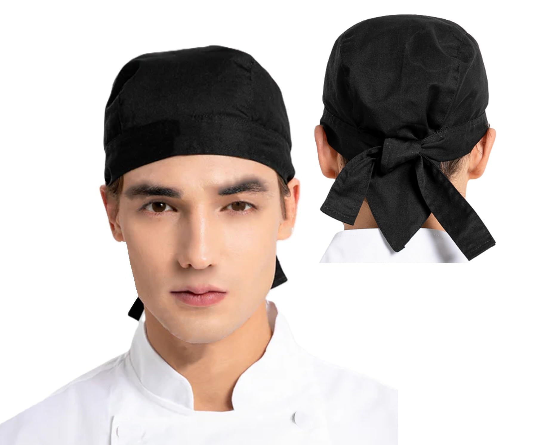 Unisex Polycotton Cooking Cap/Chef Hat - Restaurant Bandana Cap (Black, 1)-image-5