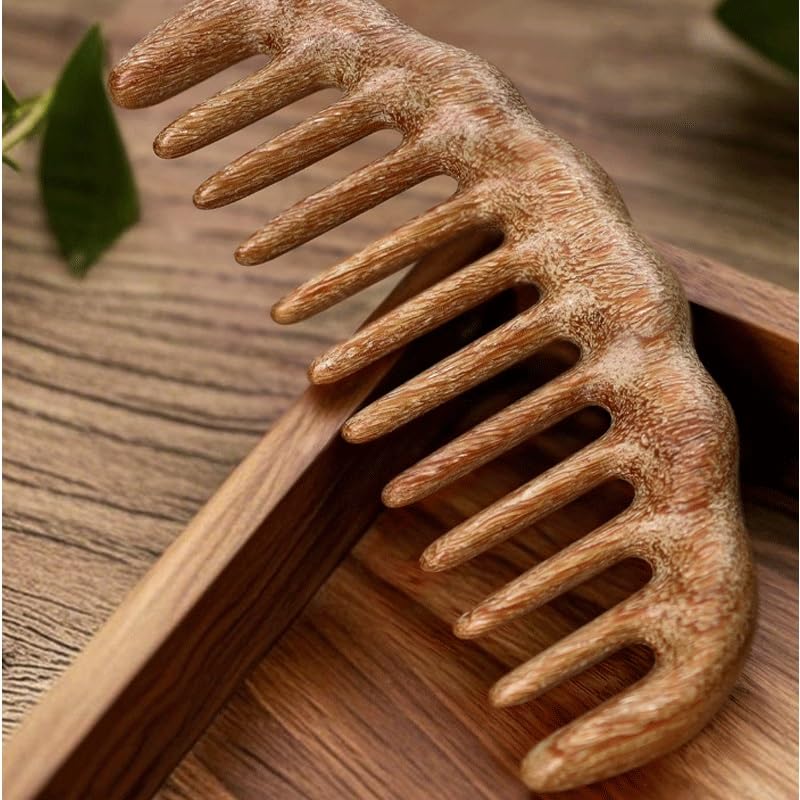 Wood Comb Cloud Shaped Wide Toothed for Massaging Theead Made of Solid