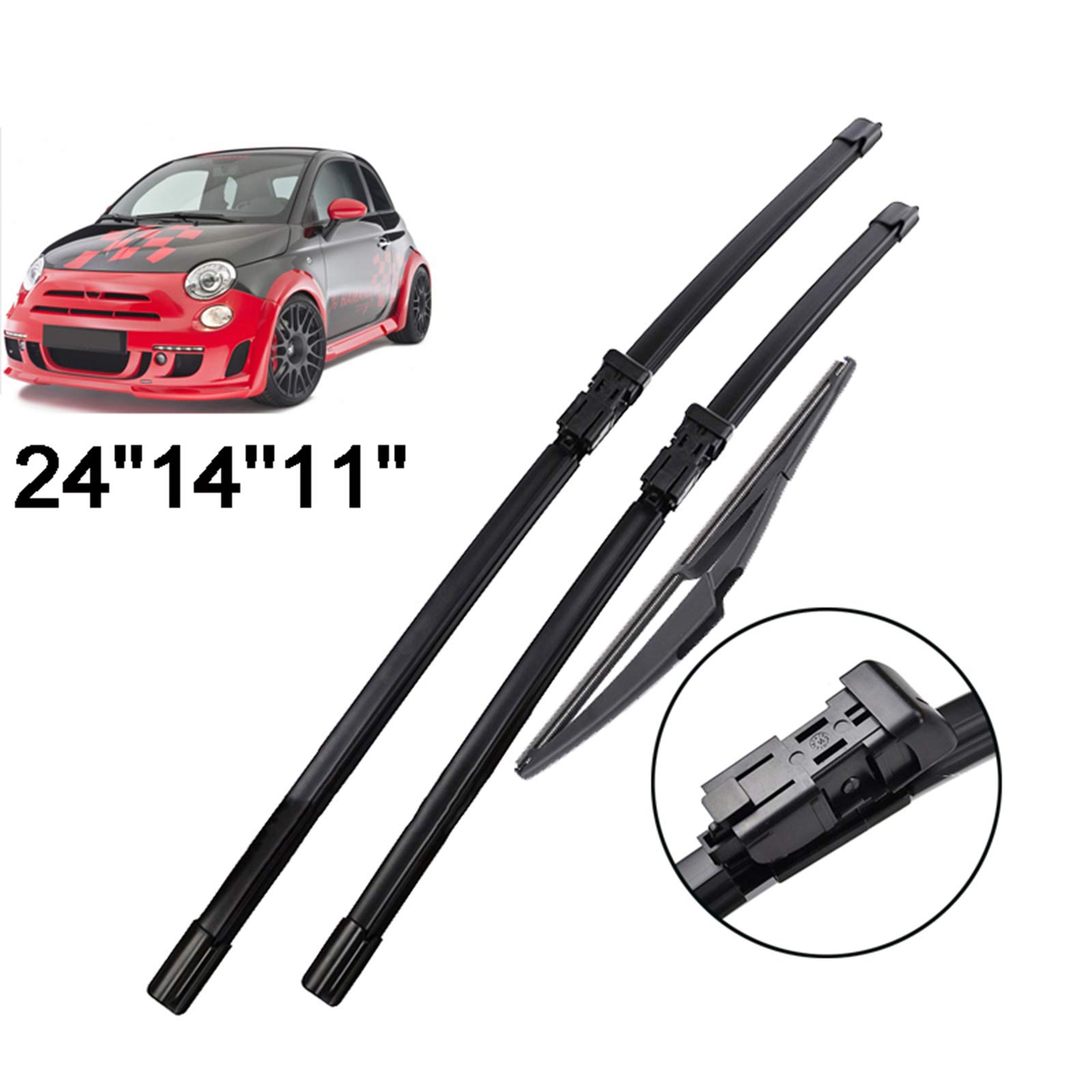 Spazzole tergicristallo Anteriore e Posteriore, per Fiat 500312 2007-2017, tergicristalli per Auto tergicristallo per finestrino