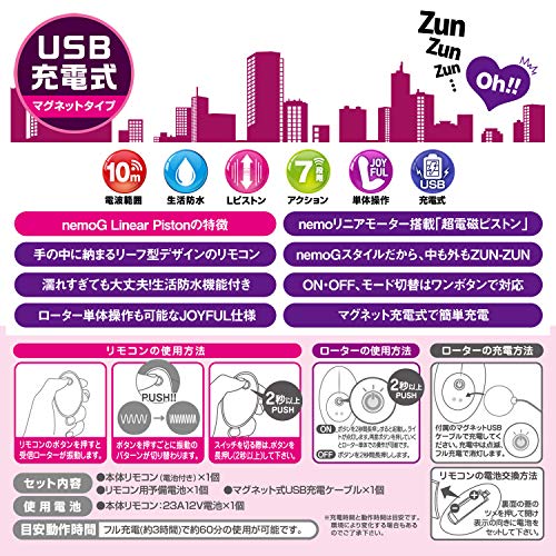 JAPANTOYZ(ジャパントイズ) nemo G リニアピストン ネオ充電式リモコンローター ピンク - 画像6