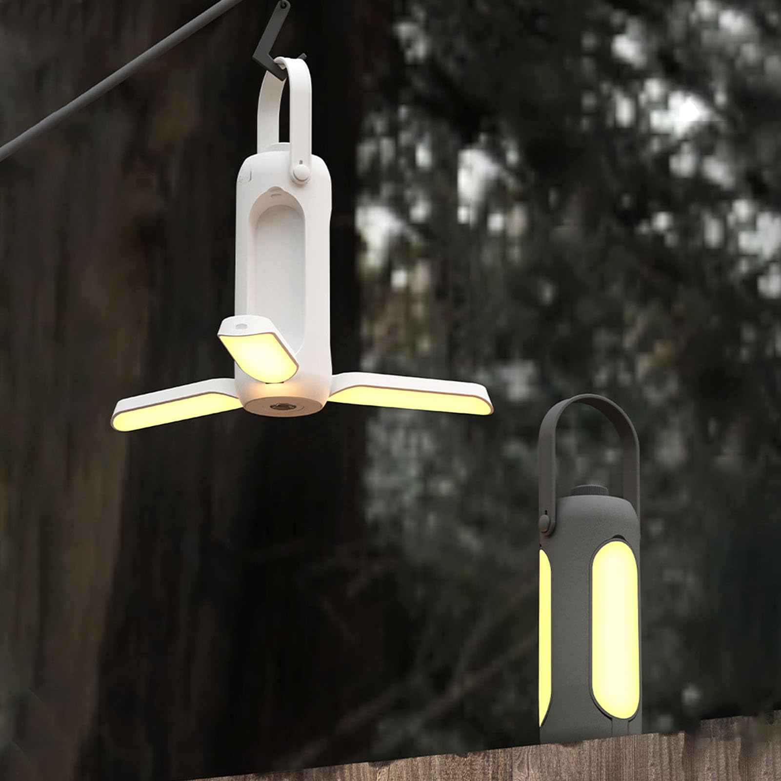 Zusammenklappbare Campingleuchten, Wiederaufladbare Campinglaterne mit 4 Verstellbaren Paneelen, 720 Lm Helligkeit, 10.000 MAh Powerbank für Reisen, Zeltlampen mit Hängegriff