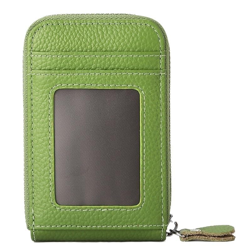 Textured Accordion Card Case – Slim Unisex Single‑Fold Wallet with Multi‑Card Slots, ID & Coin Pocket, 12×7.5×2.5 cm (12 Colors)(Grass Green)