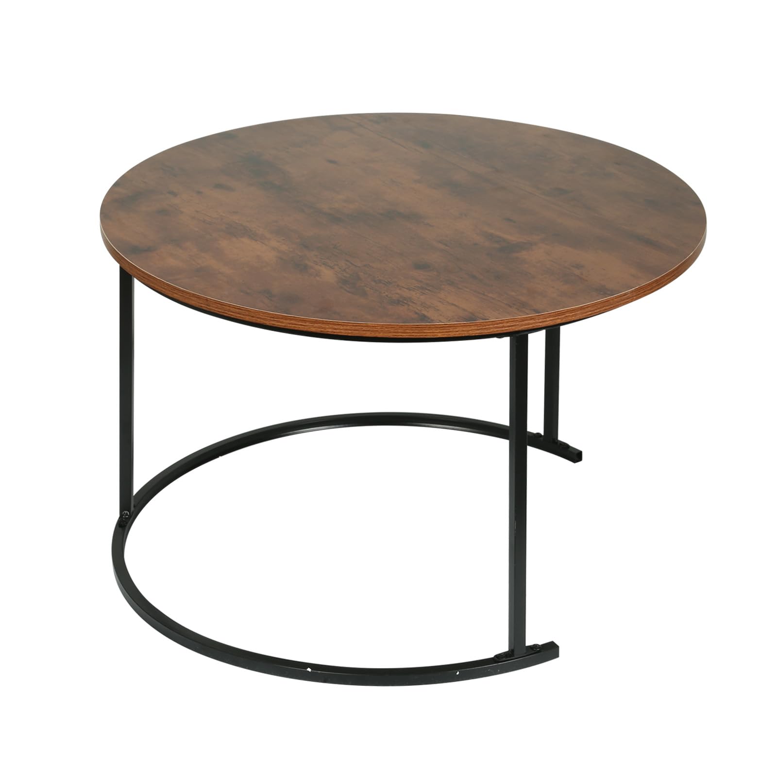 HUOLE Tavoli estraibili rotondi Set di 2 pezzi, con telaio in metallo dorato, piano in finto marmo, per soggiorno, camera da letto, ufficio, appartamento -B (60 x 60 x 45 e 40 x 40 x 38) in legno