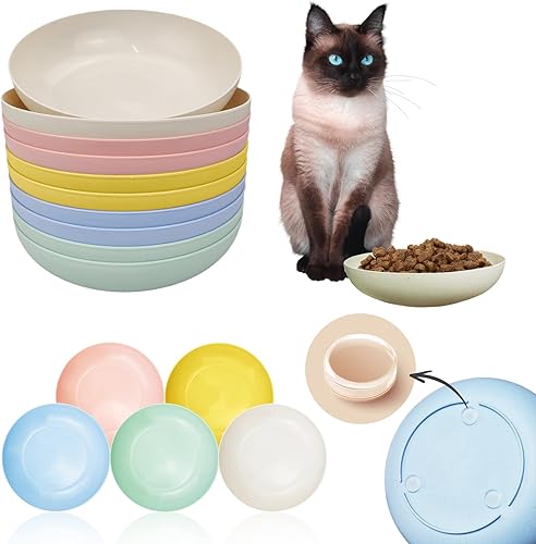 10 cuencos de comida para gatos para aliviar la fatiga de los bigotes, platos para gatos de 5.7 pulgadas para alimentos y agua, cuencos de paja de