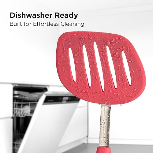 Miniatura 6 de Kitchen Mama WaltzGrip - Espátula de silicona platino para panqueques: resistente al calor, flexible, núcleo de acero inoxidable, antiadherente,