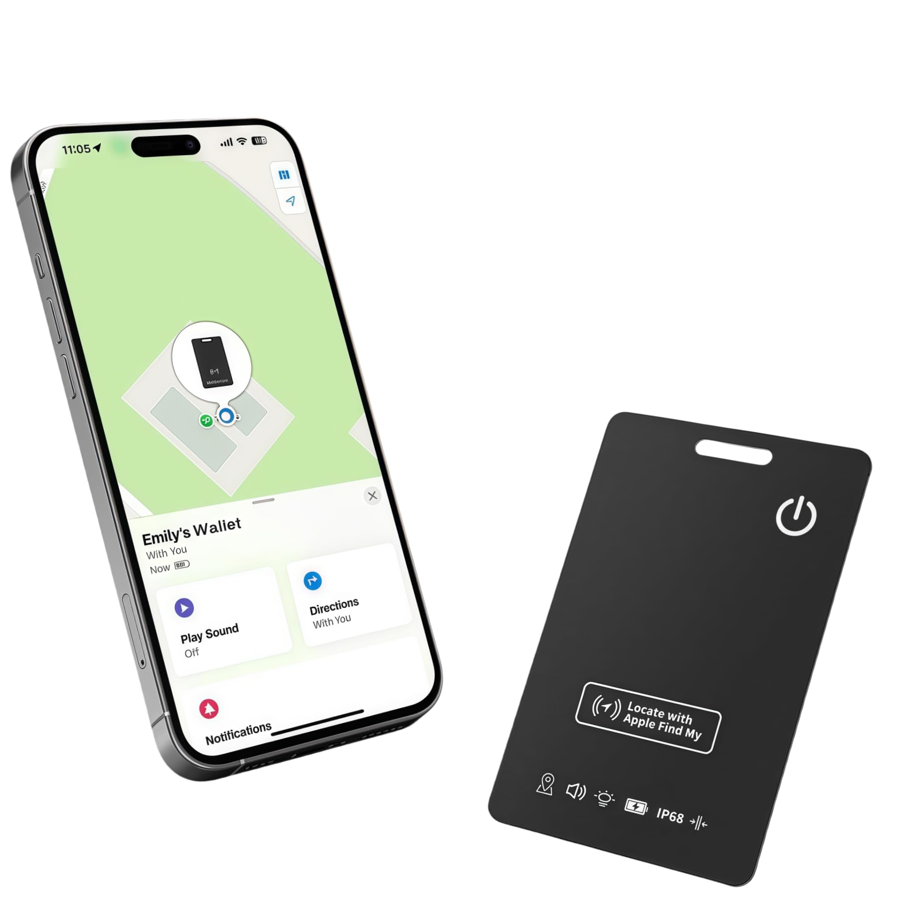 Wallet Tracker Card Air Tag (iOS Only), Bluetooth Tracker with Apple Find My, iPhone Smart Card Rechargeable Thin Finder, IP65 Waterproof, Keys Finder