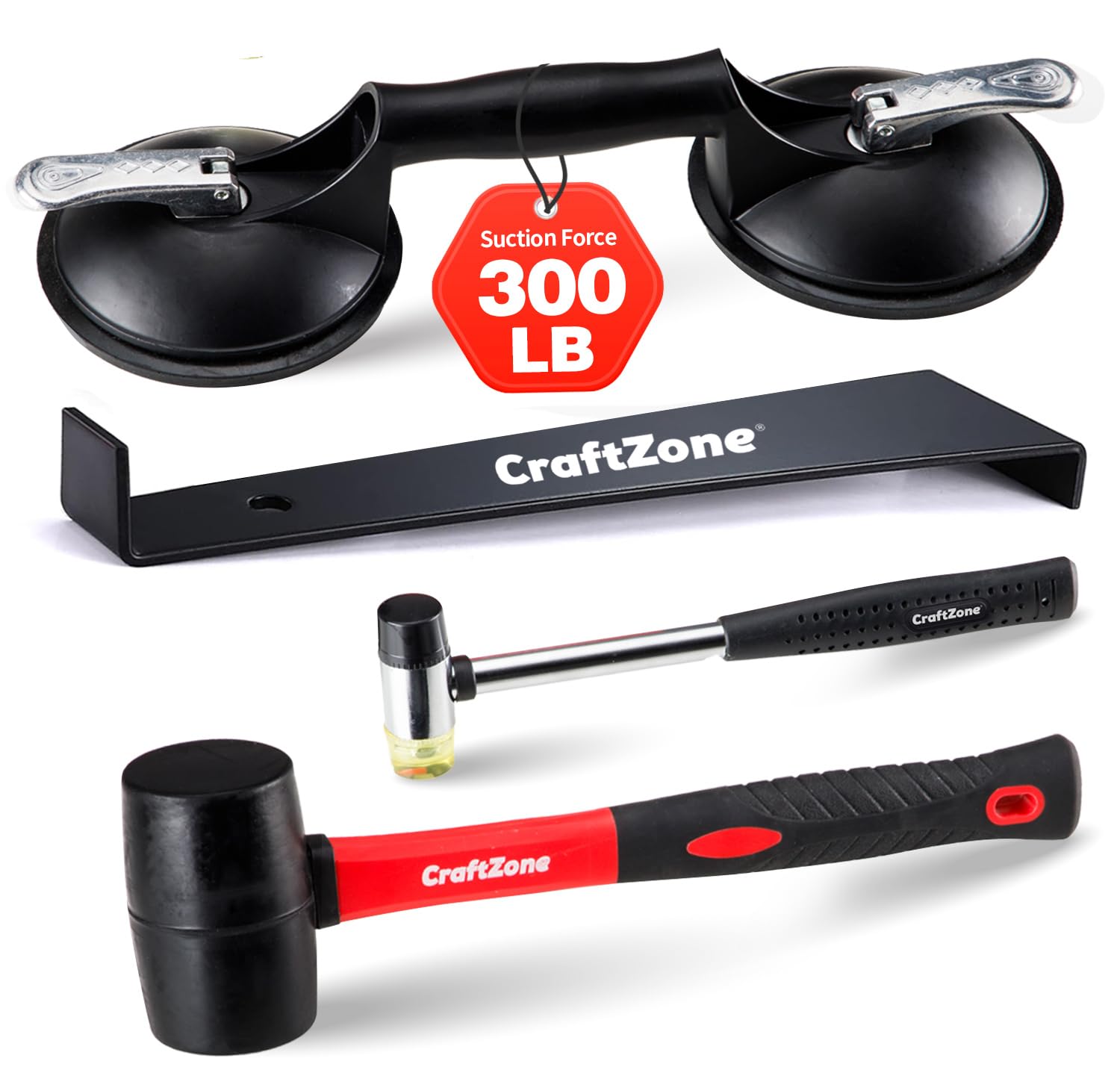 4PC Laminate Flooring Tools, Floor Gap Repair Tool Set with Suction Cup &amp; Rubber Mallet Hammer, Fixer Tool for Floating Wood Floors