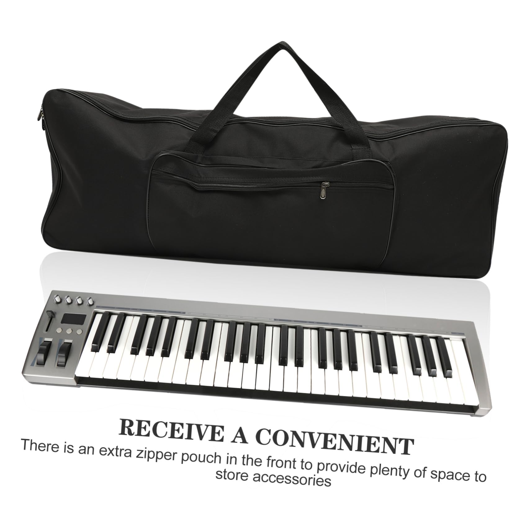 Borsa per Tastiera Elettronica 61 Tasti Oxford Nero | Tasca Accessoria per Pianoforte, Uso Outdoor e Performance, a Mano e Spalla, Portatile, per Palco