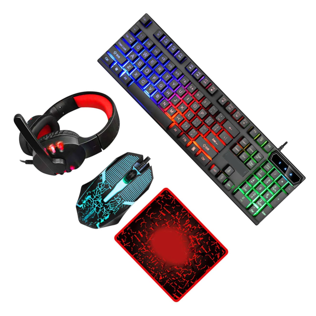Set Tastiera e Mouse Gaming USB 2.0 Abs Nero 104 Tasti