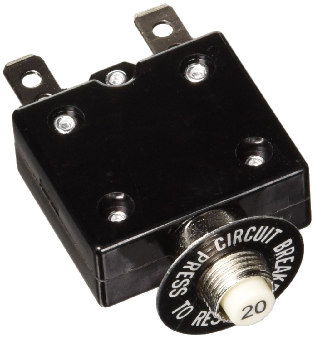 NTE Electronics R58-20A Series R58 Thermal Circuit Breaker, 250 Quick Connect Terminal, 0.006 Ohms Resistance, 20 Amp