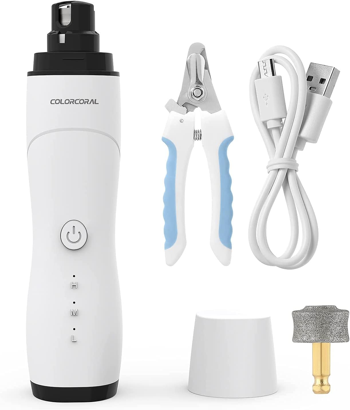 COLORCORAL GHG Dog Nail Grinder Upgraded - Professional LED Lighting 3-Speed Rechargeable Pet Nail Trimmer with Clippers…
