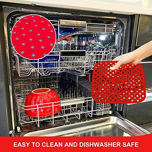 image for Barafat 2 Pcs Reusable Air Fryer Liners, Non-Stick Silicone Mats, Vari