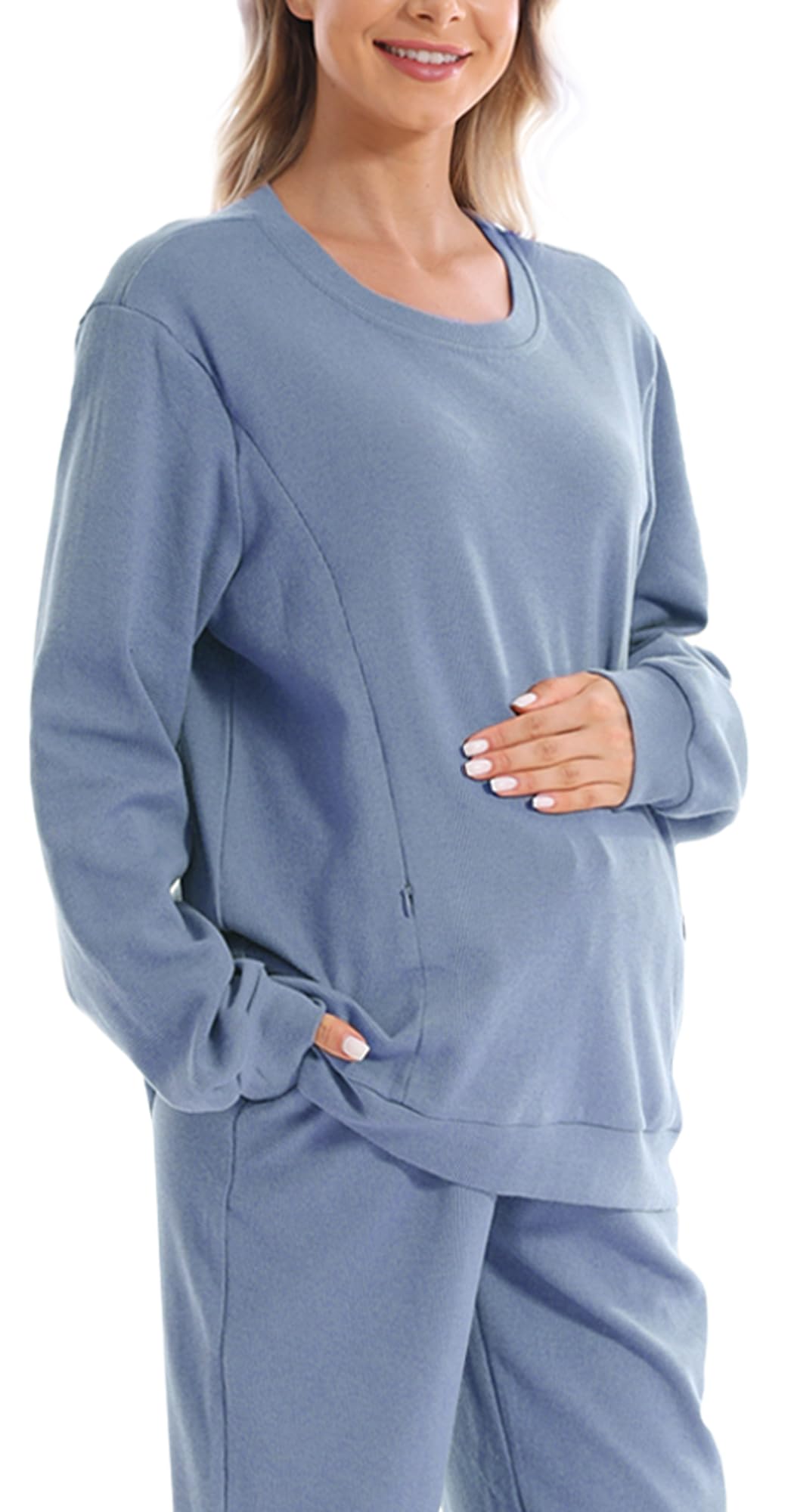 FEOYA Incinta Allattamento Felpa Donna Manica Lunga Allattamento Camicia maternità Moda Maglione Caldo per L'Allattamento al Seno